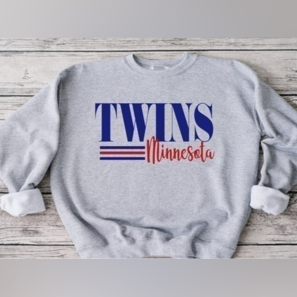 Minnesota Twins Striped Crewneck- Gray